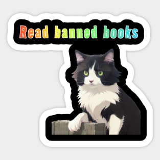 Pepe says... Read Banned Books Rainbow Colors Sticker